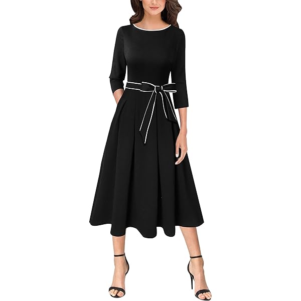 VFSHOW Womens 2025 Work Business Front Zipper A-Line Dresses Slim